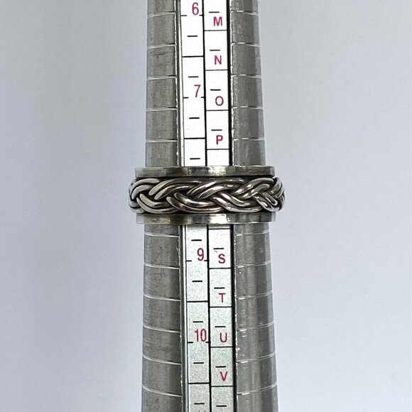 Sterling Silver 925 8MM Unisex Braided Rope Wide Band Spinner Ring Size 8.25 8g - Picture 9 of 16